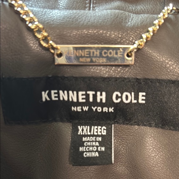 Kenneth Cole Gray/Brown Vegan Leather Jacket - Picture 2 of 5
